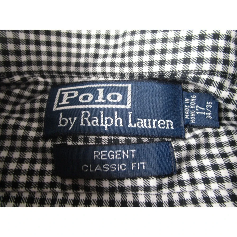 Polo‎ Ralph Lauren Shirt Mens 17 Black Checked Regent Classic Fit Cotton